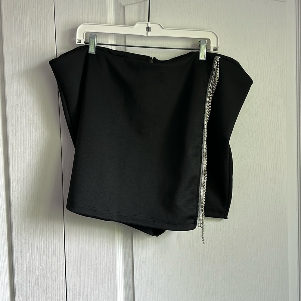 SHEIN black fringe skort